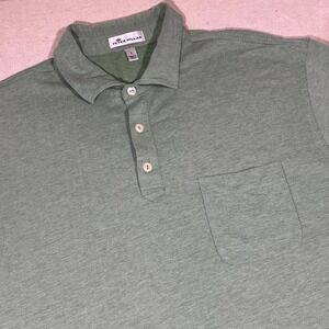 Peter Millar Pocket Polo Shirt Mens Large Green Casual Cotton Blend Stretch Golf